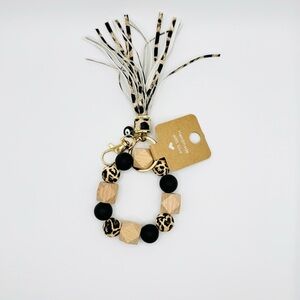 Stylish Black and Wood Beaded Bracelet